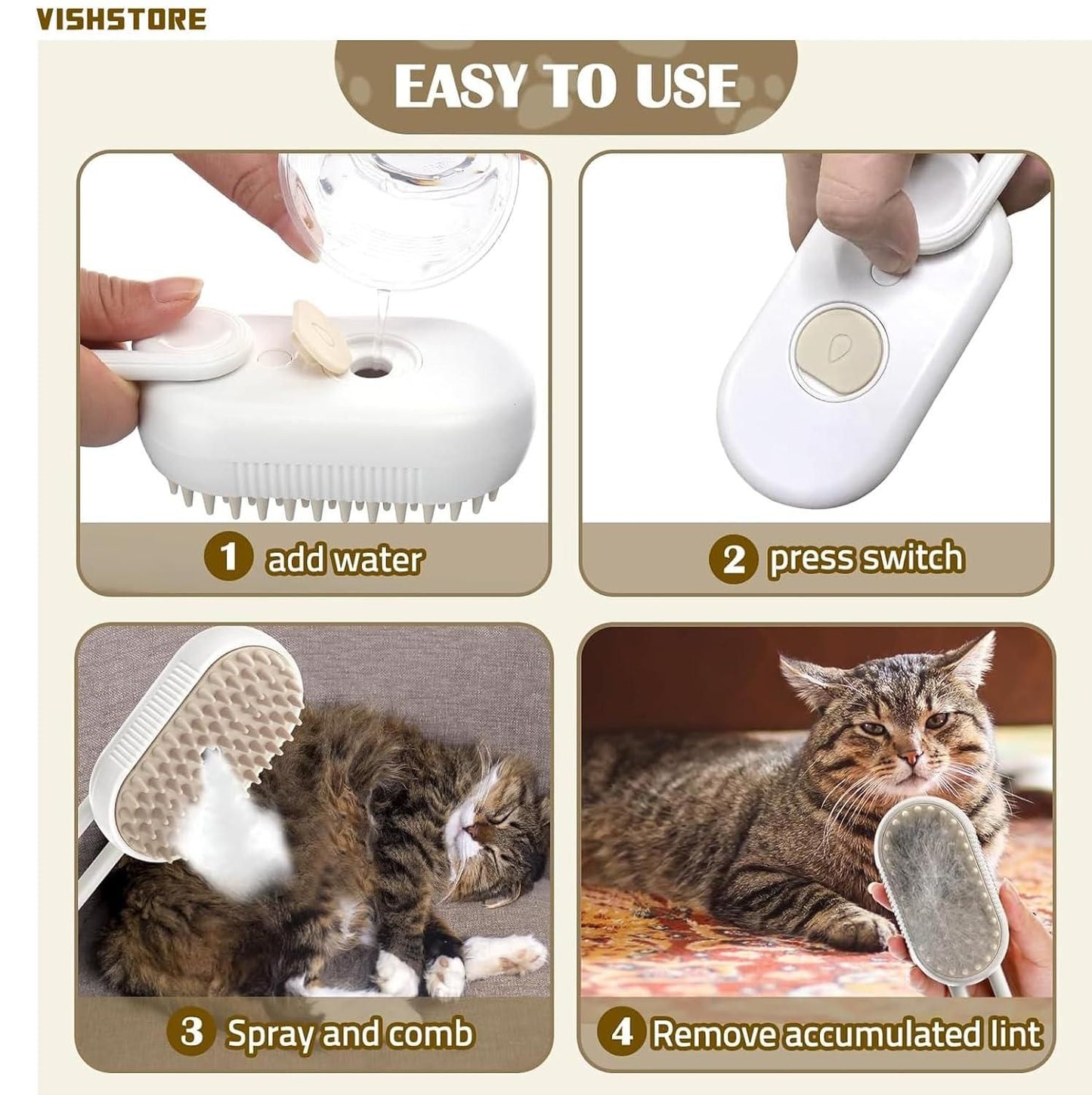 Brosse vapeur pour chien/chat