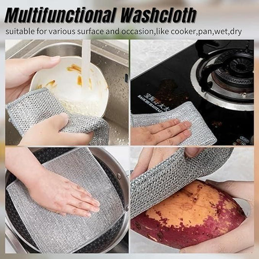 Chiffons à vaisselle multi-usages en fil de fer pour vaisselle humide et sèche, paquet de 10