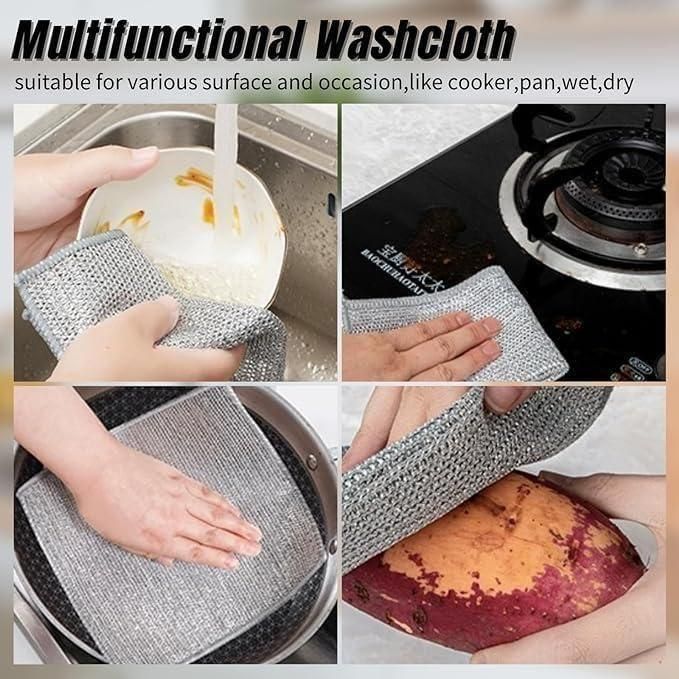 Chiffons à vaisselle multi-usages en fil de fer pour vaisselle humide et sèche, paquet de 10