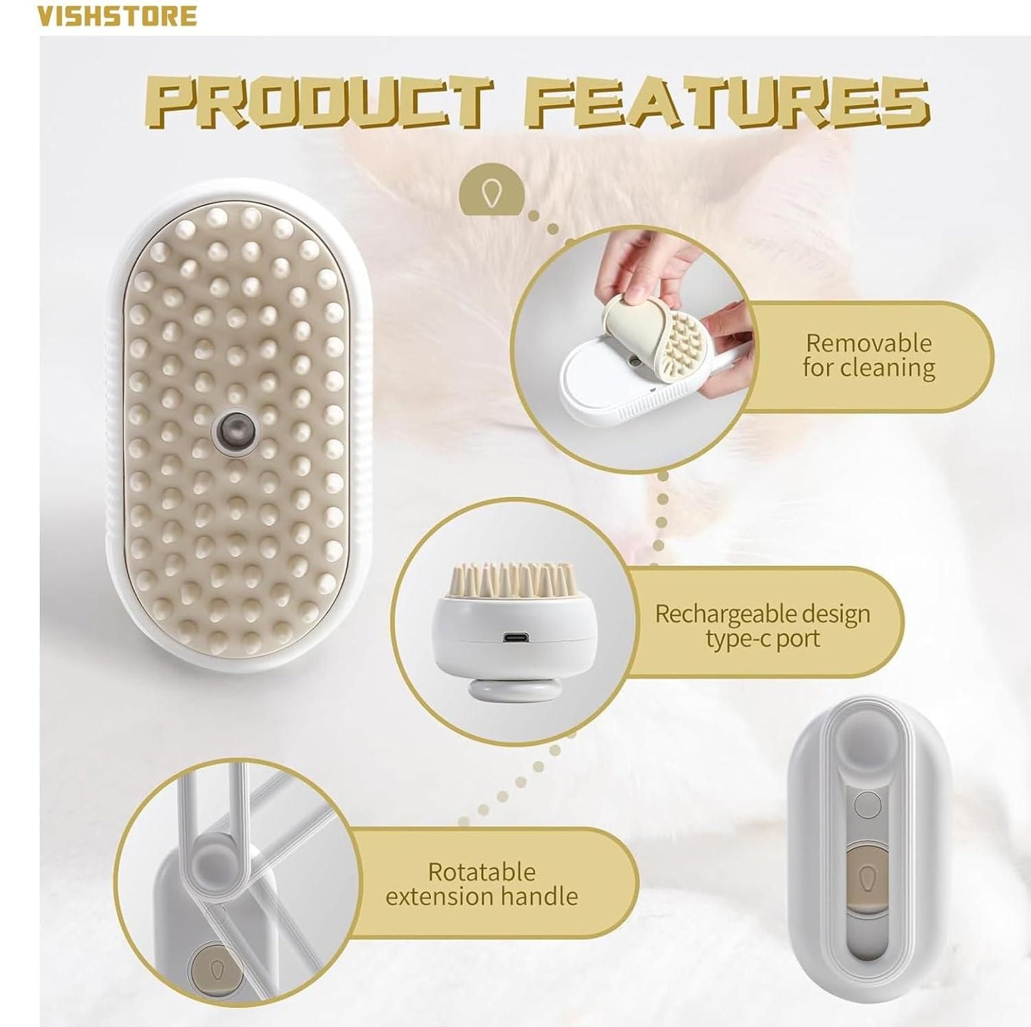 Brosse vapeur pour chien/chat