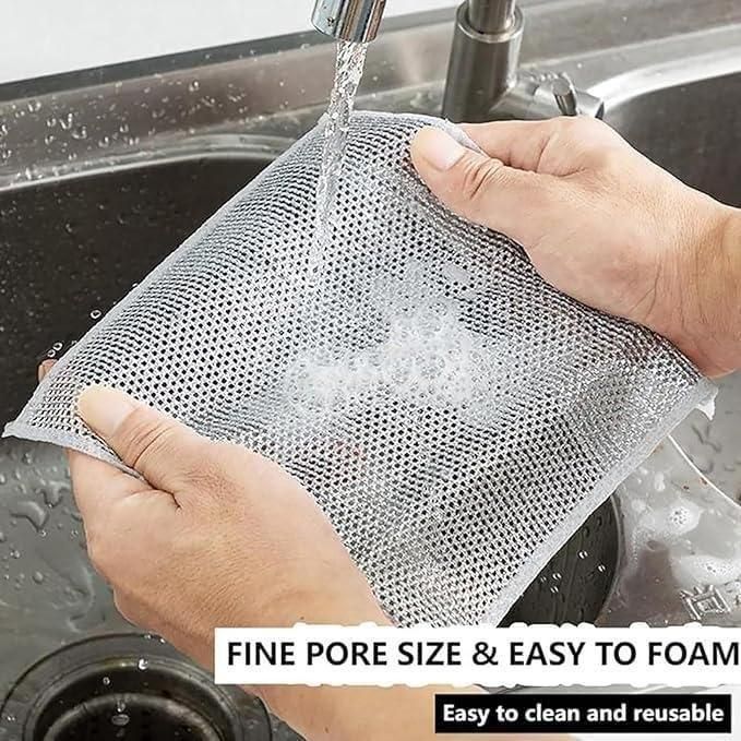 Chiffons à vaisselle multi-usages en fil de fer pour vaisselle humide et sèche, paquet de 10