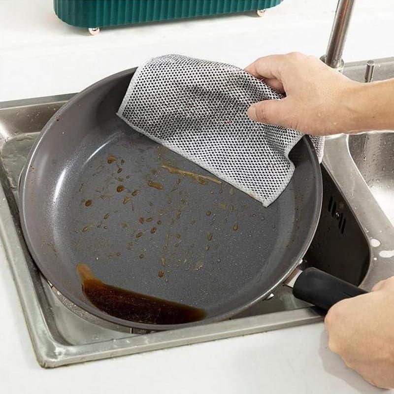 Chiffons à vaisselle multi-usages en fil de fer pour vaisselle humide et sèche, paquet de 10